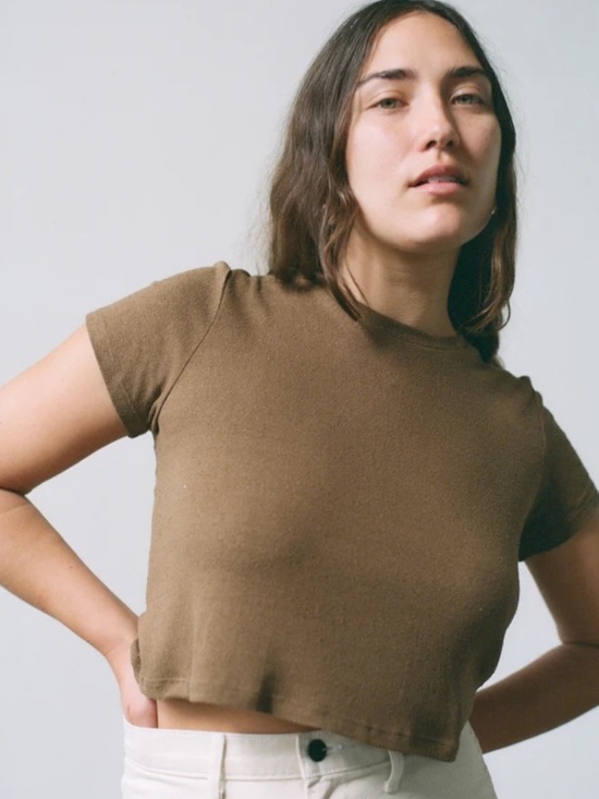 OZMA Tops - Ozma Lou Tee, Regen Silk Noil Jersey, Coffee